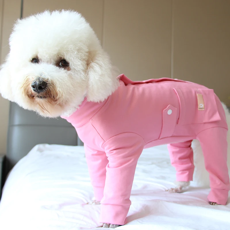 Pet Dog Jumpsuit Thin Pure Cotton Puppy Clothes Protect Belly Solid Color Overalls For Small Dogs Wear Pajamas Chihuahua Poodle