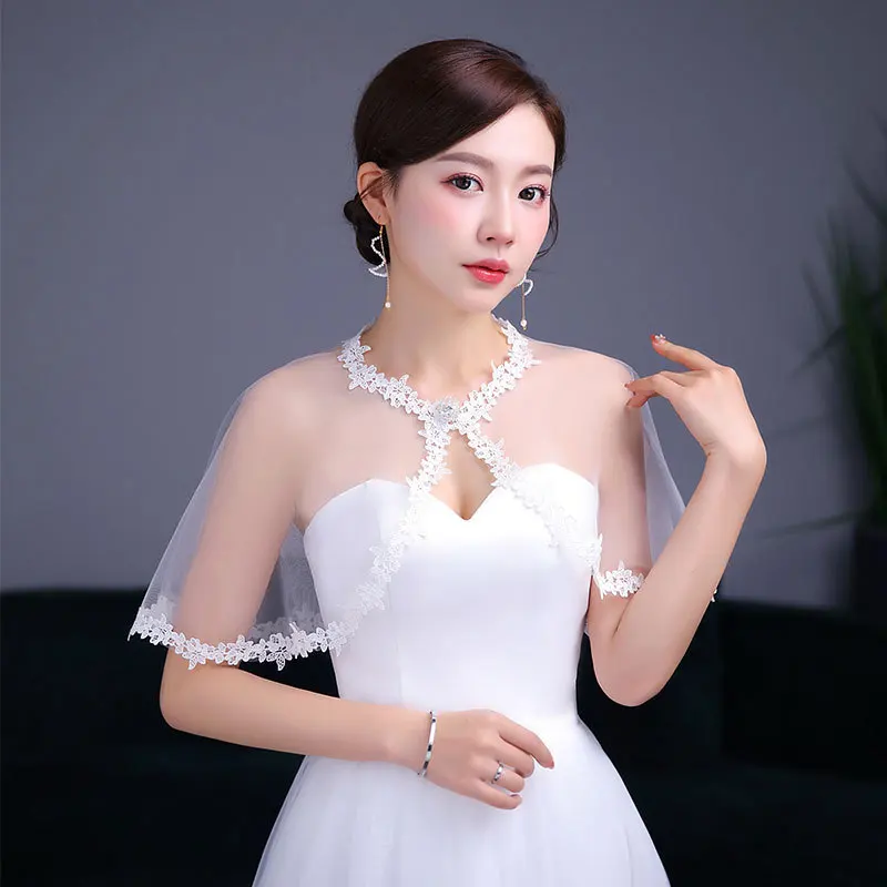 Wedding Accessories White Black Short Shrugs For Women Wrap Cape Bolero Bridal Cloak Lace Wedding Capes Dress Evening Wrap Shawl