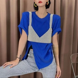 FSHXOL Fishion temperament beaded vest pearl shoulder chain jewelry dress design hand-woven suit T-shirt chest chain accessories