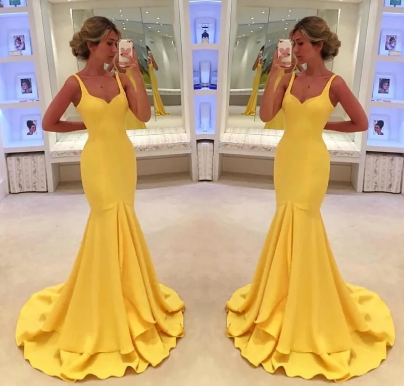 Robe De soirée jaune, élégante, dos nu, Sexy, arabe, Simple, tenue De bal, 2021