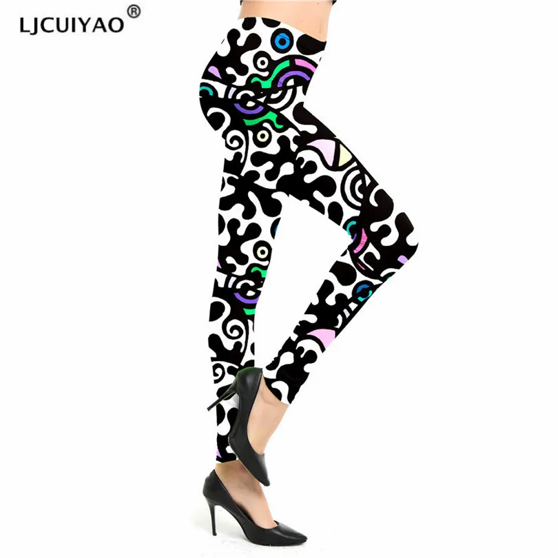 

LJCUIYAO Fitness Leggings Women Pants Push Up Gym Exercise High Waist Fit Slim Running Athletic Graffiti Trousers S-XXL Clothes