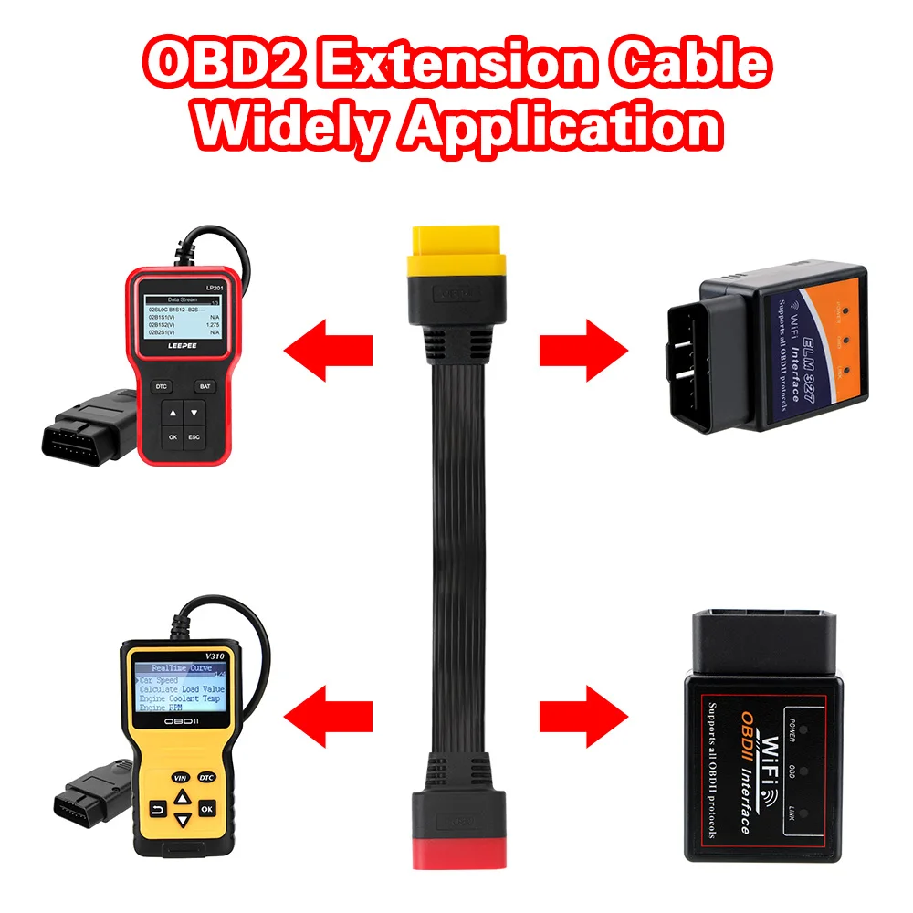 OBD2 Scanner Extended Adapter ELM327 16 PIN Male to Female 32cm OBDII Extension cable Car Diagnostic Connectors