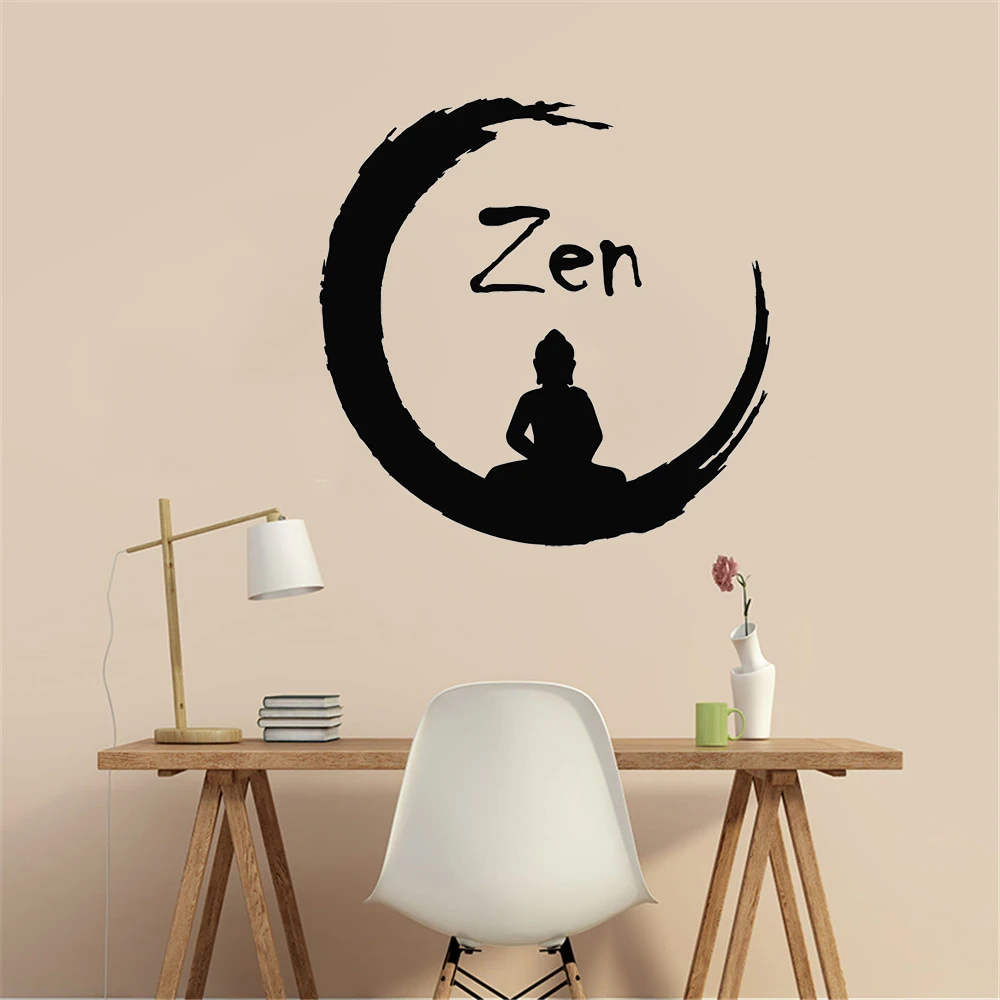 Buddhist Meditation Buddha Yoga Zen Round Wall Stickers For Gym Vinyl Wall Decal Decoration Bedroom Nordic Home Interior Design