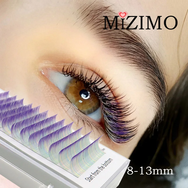 2021 New Color False Eyelashes Mixed Color Purple Tip Mixed Curvature (C/D) Natural Extension Soft Makeup Factory Wholesale.