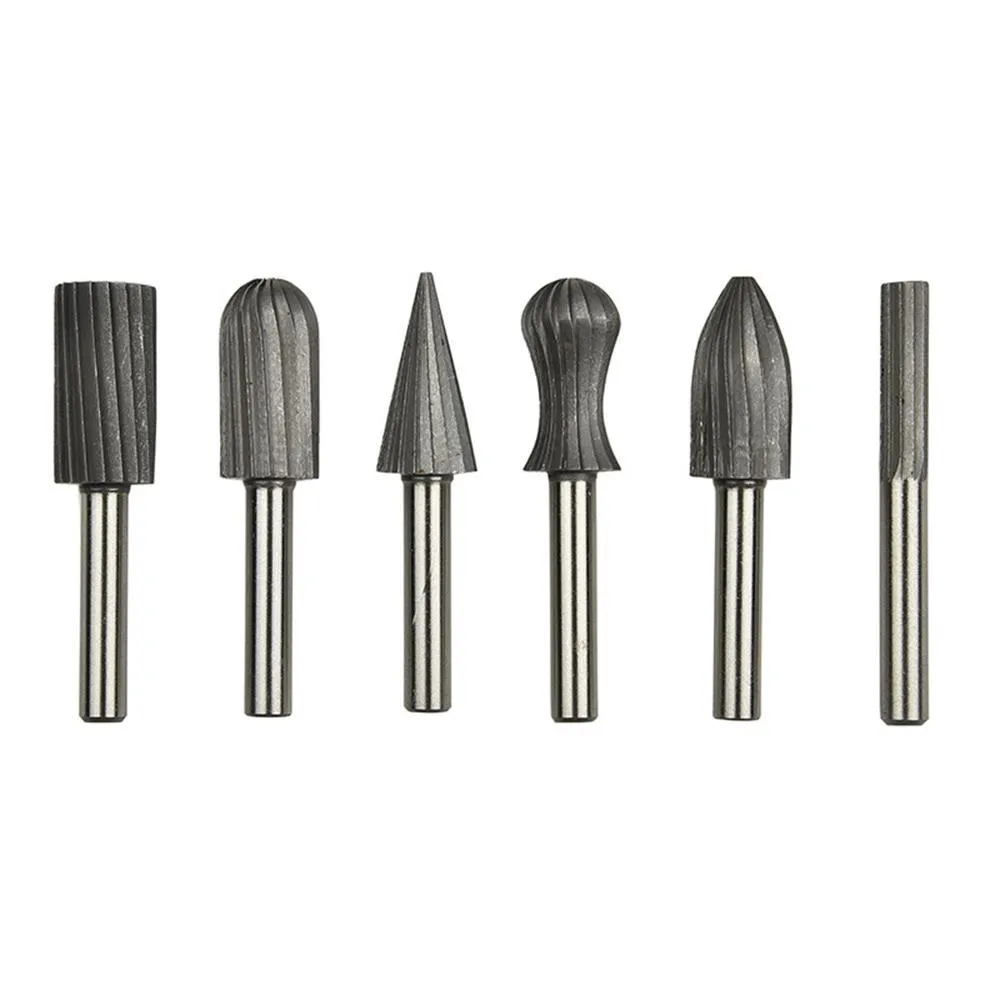 6 Chiếc Cứng Thép Tốc Độ Cao Quay Tập Tin Xoay Dao Khắc Quay Đầu Mài Đánh Bóng Gỗ Tập Tin Gốc Chạm Khắc dụng Cụ
