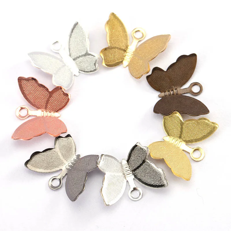 Vintage 20/40pcs Brass Butterfly Charms Handmade DIY for Hair Pendant Neacklace Clips Charms Jewelry Making Findings