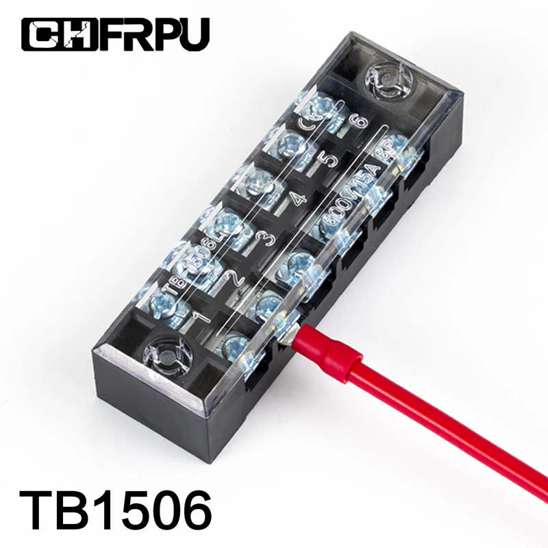 1PCS TB1506 Dual Row Barrier Screw Terminal Block Strip Wire Connector Fixed Wiring Board 600V 15A