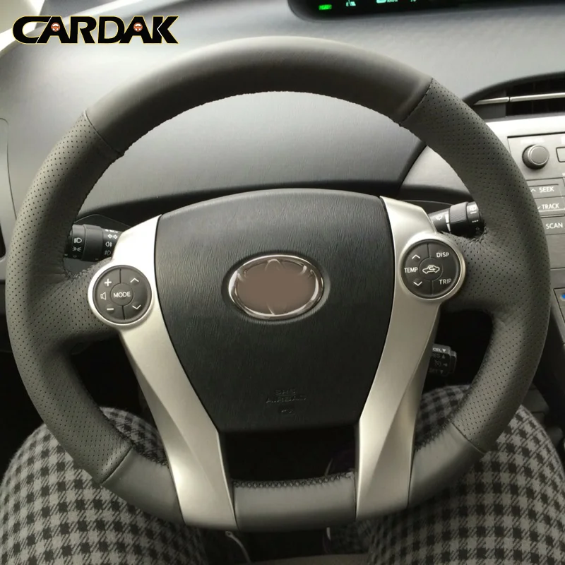 

CARDAK Black Artificial Leather Car Steering Wheel Covers Wrap for Toyota Prius 30(XW30) 2009-2015 Prius C(US)2012-2017