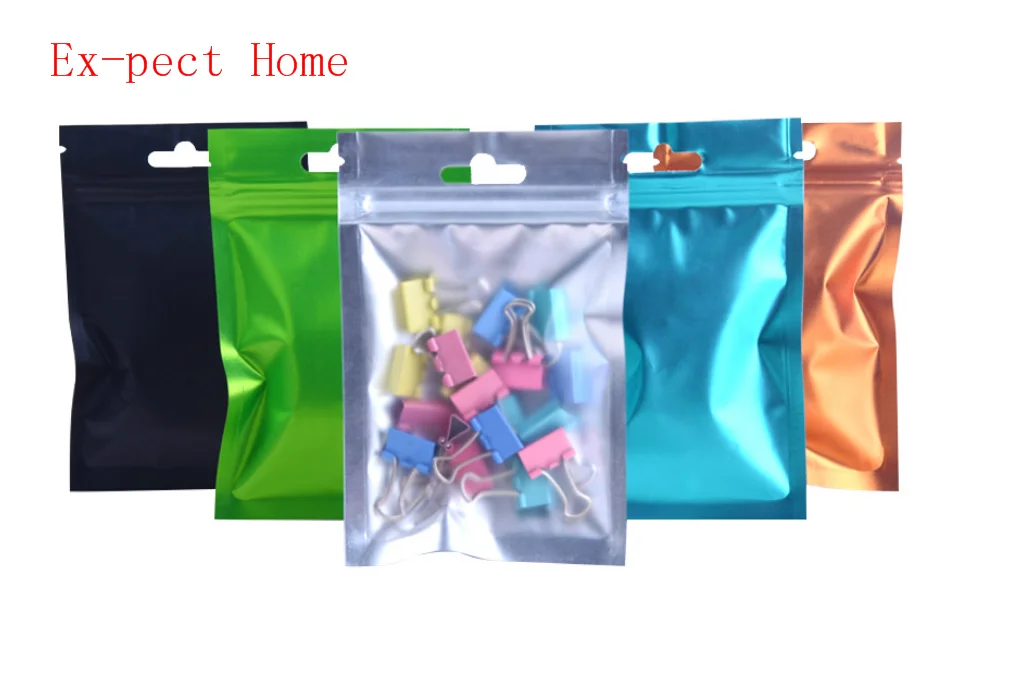 5000pcs/lot Matte Clear Plastic / Colorful Aluminum Foil Zipper Self seal Pouch Valve Bag Frosted Mylar Hang Hole Bag