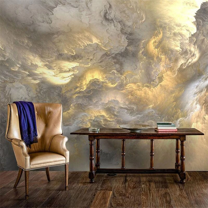 Custom Colorful clouds Murals Wallpapers room decoration Blue bronzing white clouds Background Mural Photo wall paper 3D sticker