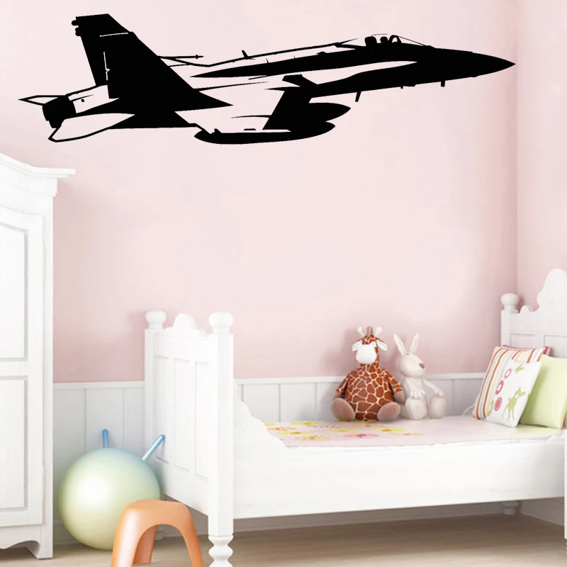 Aviation Plane Wall Sticker Jet Aircraft Vinyl Decal Fighter Boys Bedroom Decoration Air Force Kids Room Decor Removable Mural