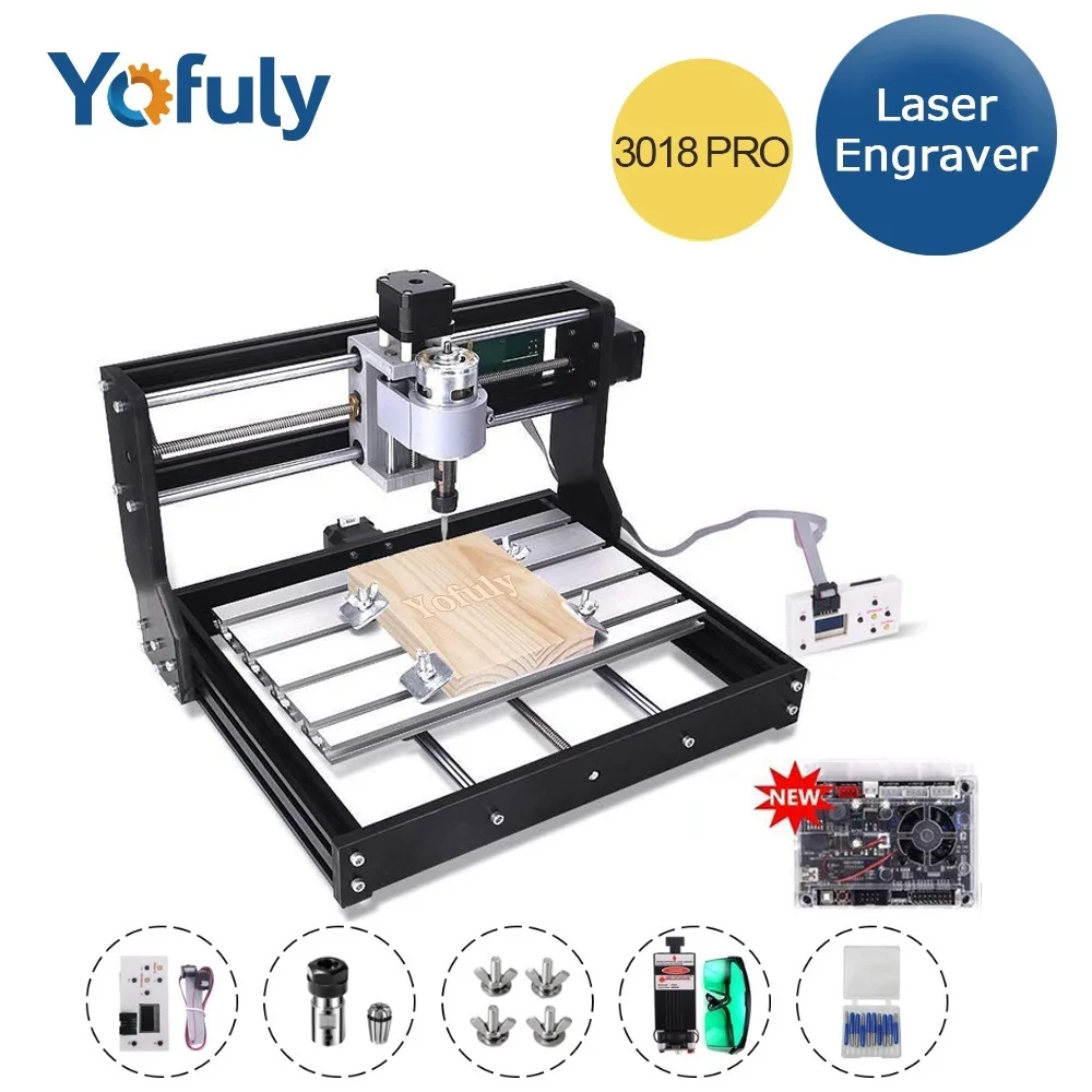 Máquina de grabado láser CNC 3018 Pro GRBL, fresadora PCB, enrutador de madera, grabador, enrutador CNC de 3 ejes