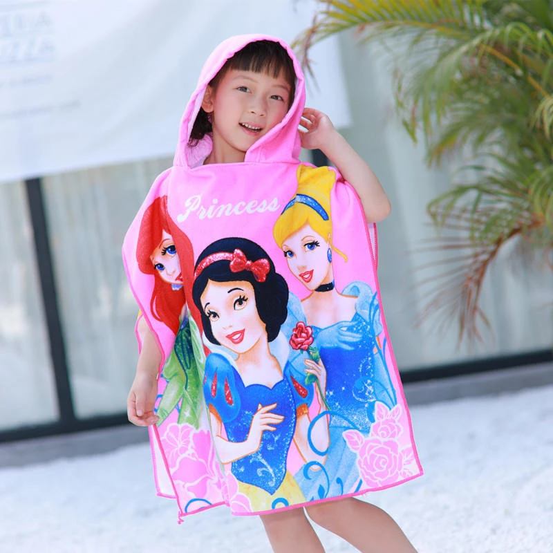 Disney Mickey Frozen Elsa Anna Cars Sofia Hooded towel bathrobe cartoon children soft can wear beach towel gift for boys girls