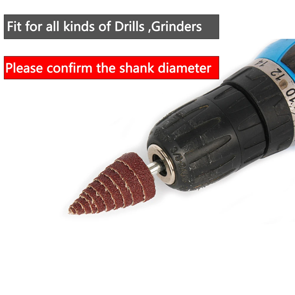 POLIWELL 6mm Shank Tapered Grinding Head Sanding Paper Wheels Electric Grinding Accessories Polishing Head Wheel Tool For Dremel
