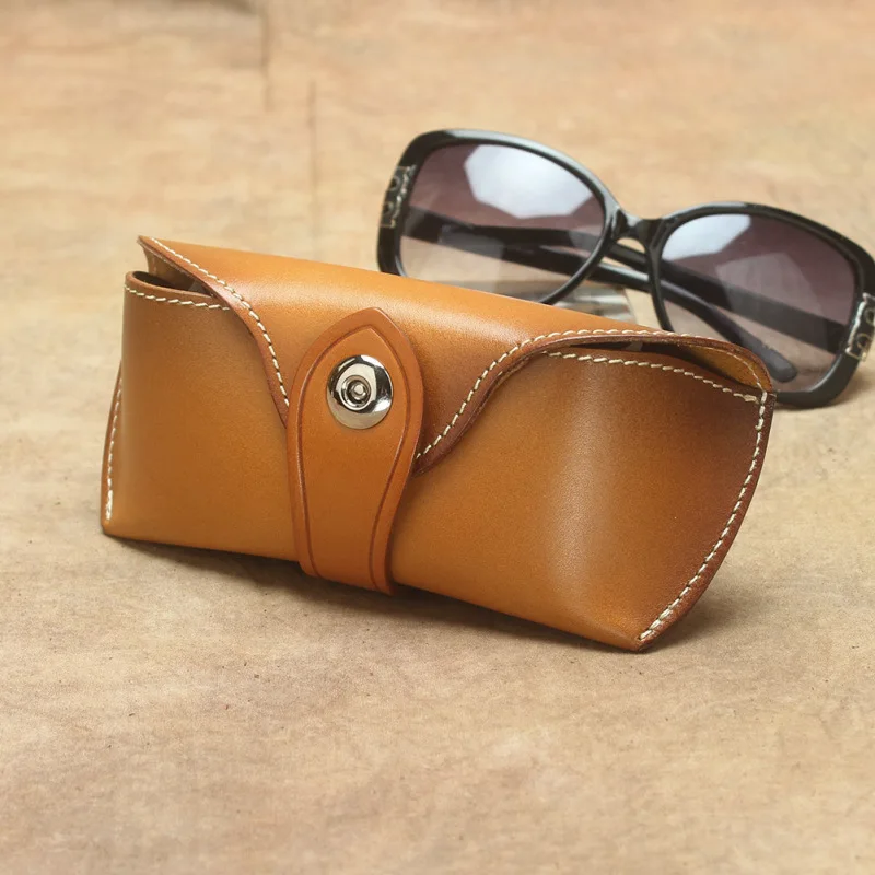 Vintage Genuine Real Cow Leather High Quality Casual Sunglasses Men Women Sun Glasses Retro Gift Case Bag Box Brand