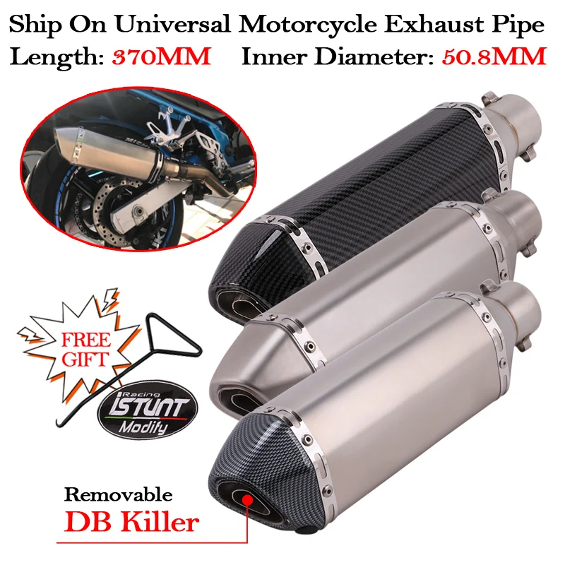 

370MM Ship On Motorcycle Exhaust Modified Universal Moto Escape DB Killer Muffler For Sports Scooter ATV R3 R25 Z250 Z650 RC390