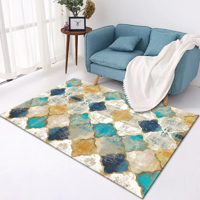 RULDGEE Retro American Rugs Geometry Moroccan National Style Alfombra Bedroom Door Mat Living Room Carpet