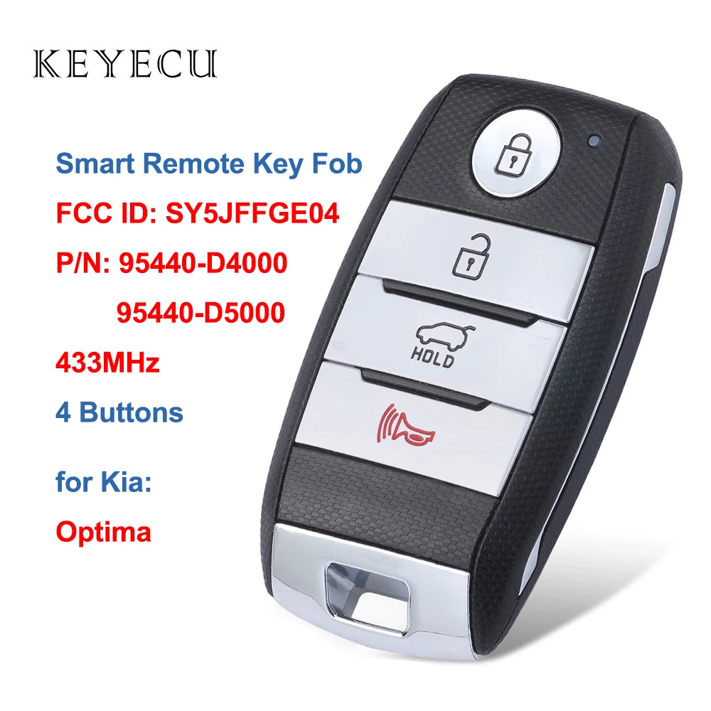 

Keyecu 95440-D4000, 95440-D5000 Smart Remote Key Fob 4 Buttons 433Mhz for Kia Optima 2016 2017 2018 2019 2020 FCC ID: SY5JFFGE04