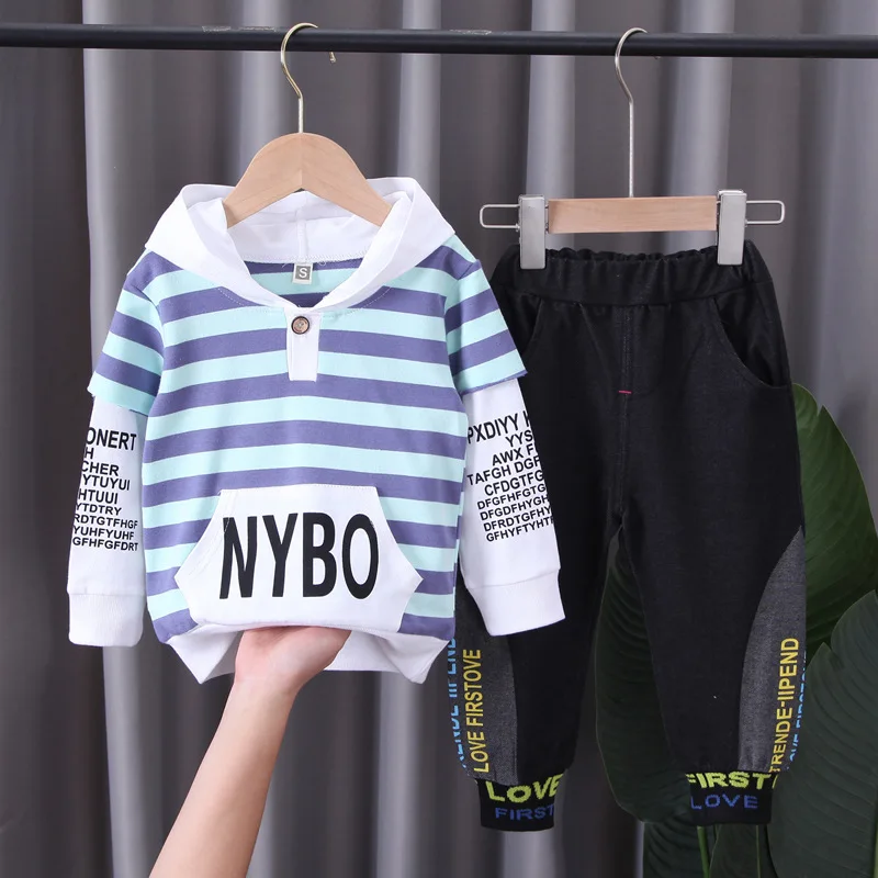 Spring Autumn Baby Boys Clothes Set Fashion Cotton Hooded Tops+pants 2pcs Kids Boys Tracksuit Set For 1-4Y Boys Outfits