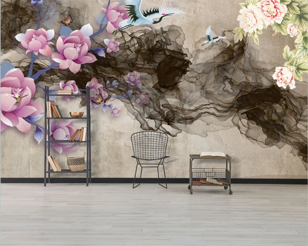 beibehang Custom modern new Chinese ink abstract floral line landscape background wallpaper wall papers home decor