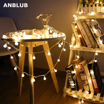 ANBLUB-1.5M 3M 6M 패어리 화환 LED 볼 스트링 라이트, 방수 크리스마스 웨딩 홈 실내 장식