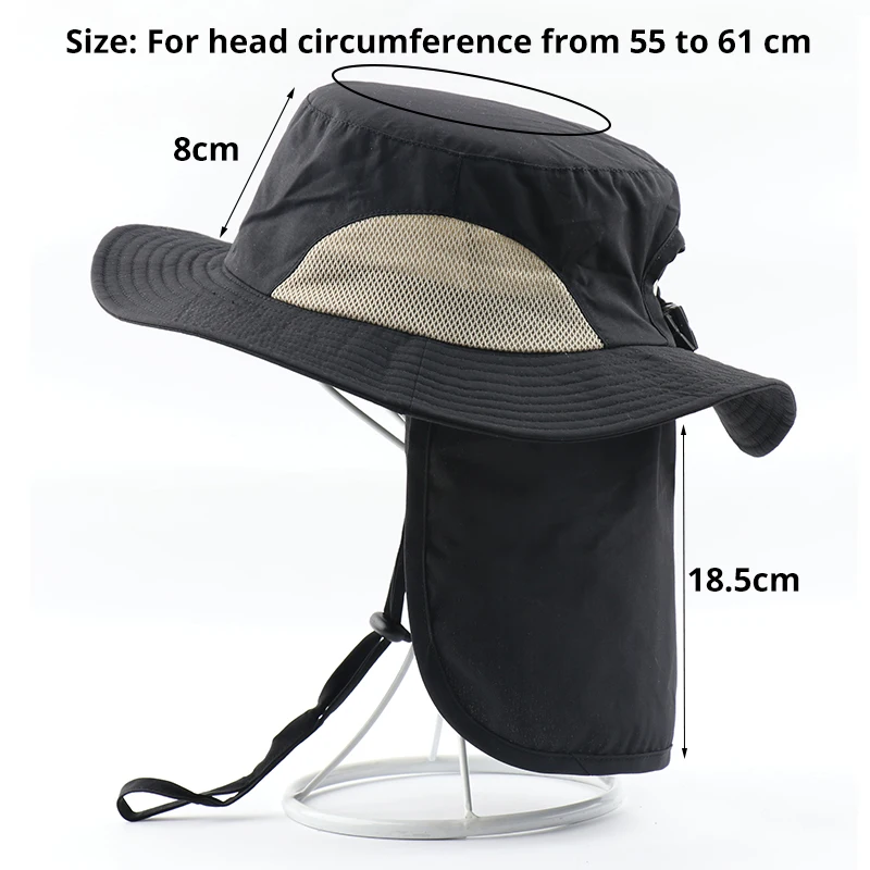 CAMOLAND 2 IN 1 Waterproof Boonie Hat With Neck Flap Women  Ponytail Beach Cap Male UPF50+ Sun Hat Outdoor Fishing Bucket Hats