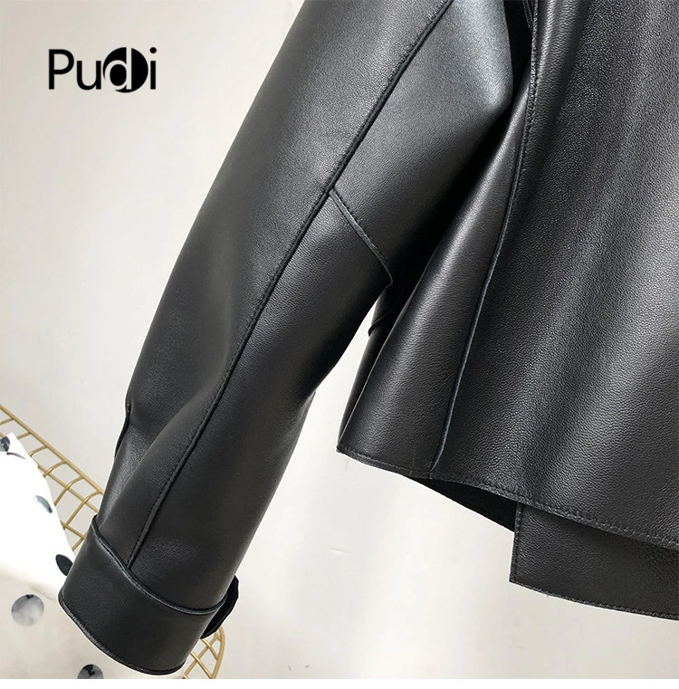 PUDI Real Sheep Skin Coat Jacket Overcoat Women\'s Winter Warm Coat Genuine Leather Inside Winter Coat CT936