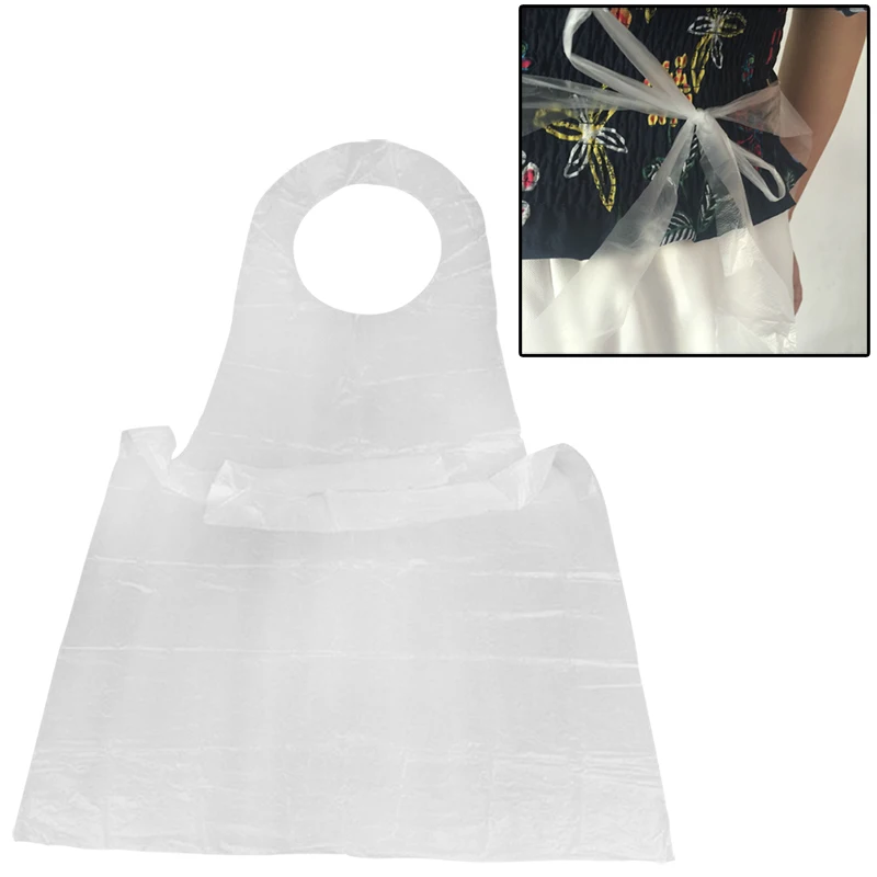 10pcs/set Clear Poly Disposable Aprons Salon Apron Waterproof Gowns Individually Packing For Cooking Serving Painting Picnic