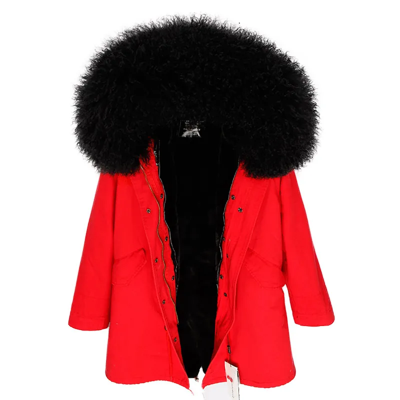 Star same style plus velvet padded liner jacket, lamb hair large fur collar mid-length jacket women