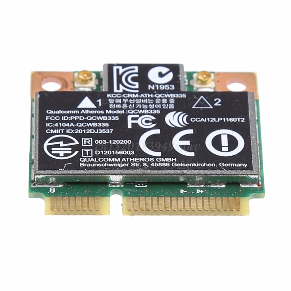 802.11b/g/n WiFi 블루투스 4.0 무선 하프 미니 PCI-E 카드, HP Atheros QCWB335 AR9565 SPS 690019-001 733476-001