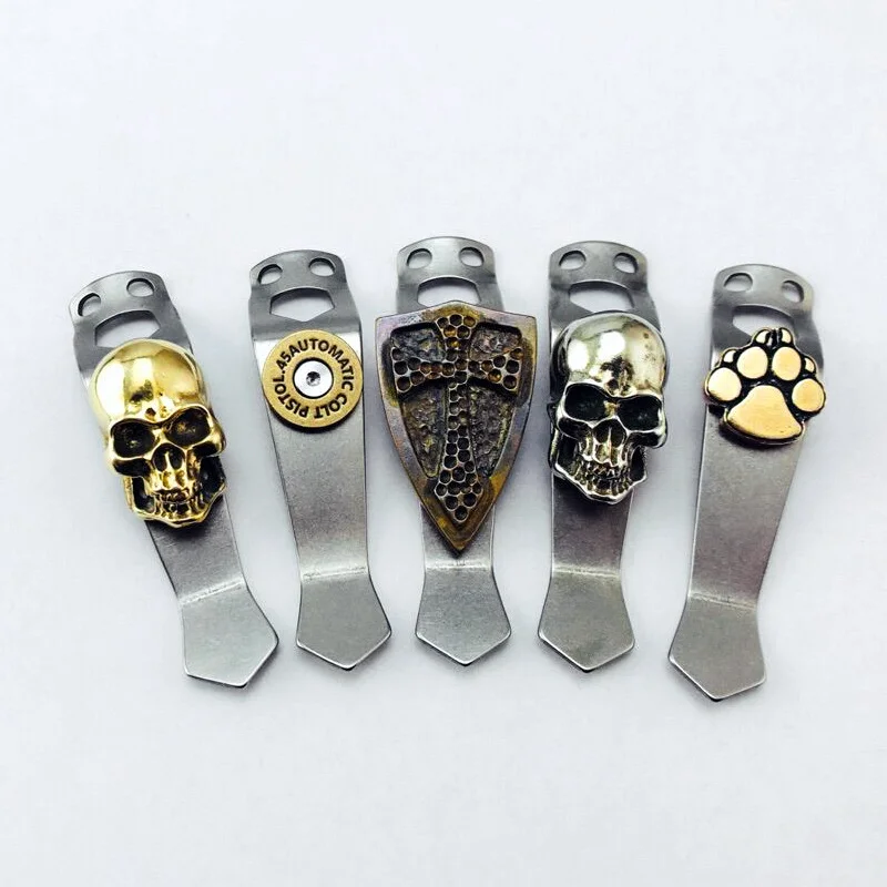 

Titanium Alloy Steel Flame Flashlight Back Clip For BOSS OKLUMA Barrel Flashligh MCG Jeff Hanko Machine Works Design Skull Fire