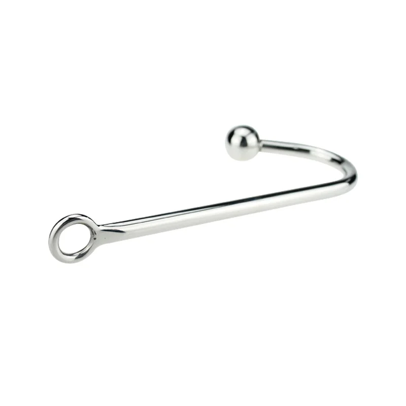 130g Stainless steel anal hook with beads hole metal butt plug anus fart putty slave Prostate Massager BDSM sex toy for men