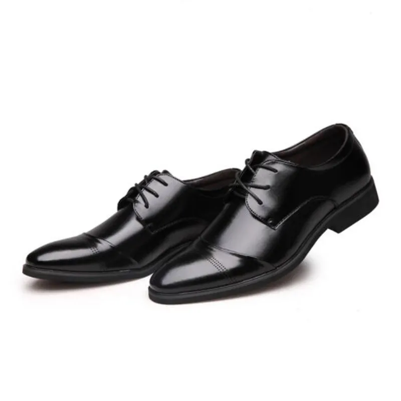 

Classic Leather Men Whole Cut Plain Oxford Lace Up Wedding Party Man Brown Black Dress Shoes Brogue Carved Flats Gents