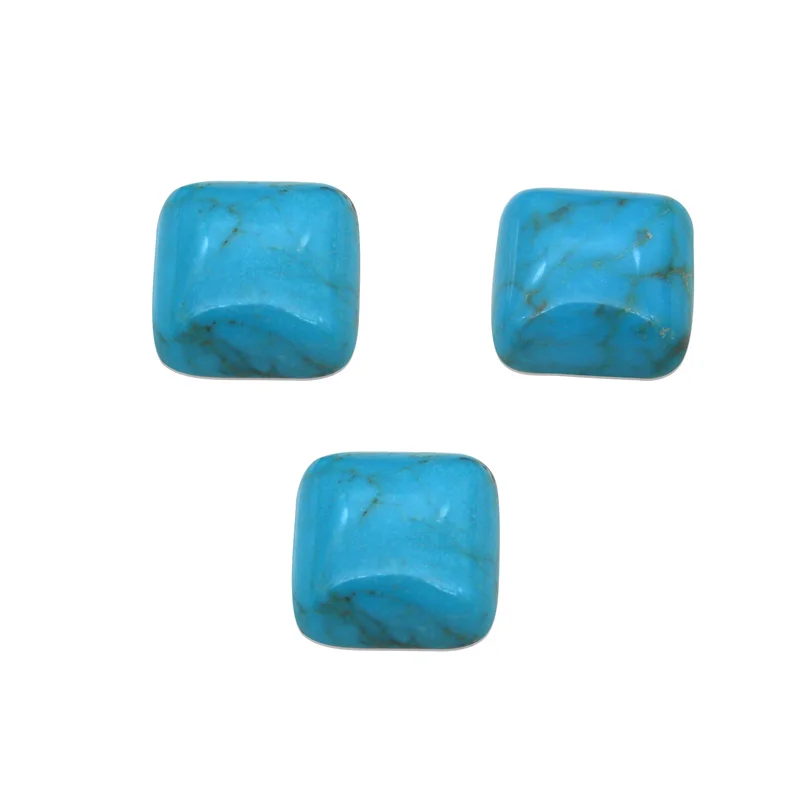 5pcs Natural Stone Genuine Turquoise Cabochons Square Shape 8/10/16mm Jewelry Making Craft Findings For Earings Ring DIY Pendant