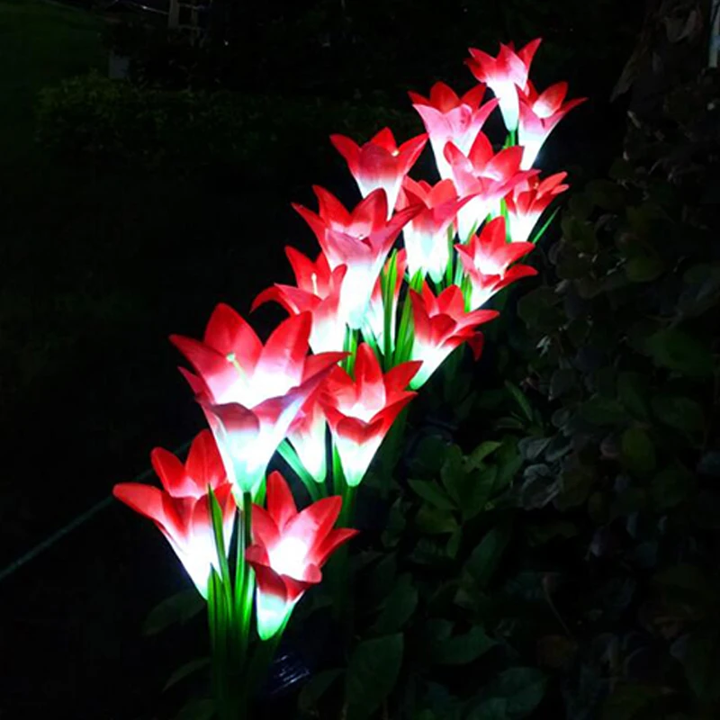 

4 Head lily flower Solar Light LED Decorative Outdoor Lawn Lamp Home Garden Fake Flower Night Lights IP55 Waterproof Lamps