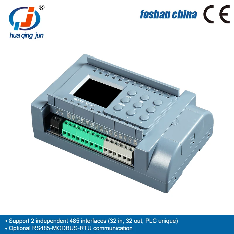 Huaqingjun 8 في 8 مخرج مرحل PLC مدخلات تناظرية مخرجات 0-10 فولت 0-20mA RS485 WIFI تطبيق الهاتف Modbus PLC لشاشة اللمس