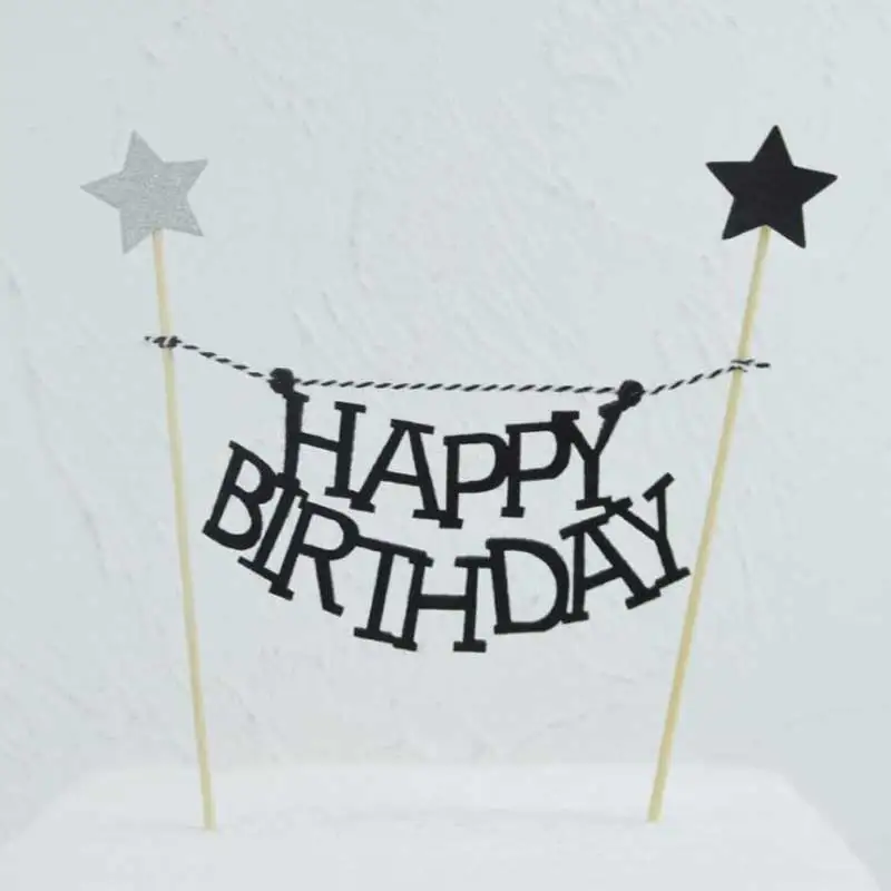 Happy birthday cake topper flag Baking Dessert Cupcake Topper wedding kids Baby Shower Baking Cake Top Insert Decor Decorations