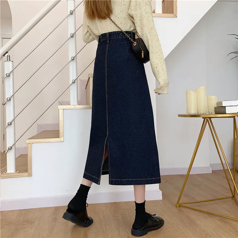 A-line Skirts Women Empire Simple Mid-calf Feminine Casual Basic Spring Solid Vintage Popular All-match Daily Stylish Tender New