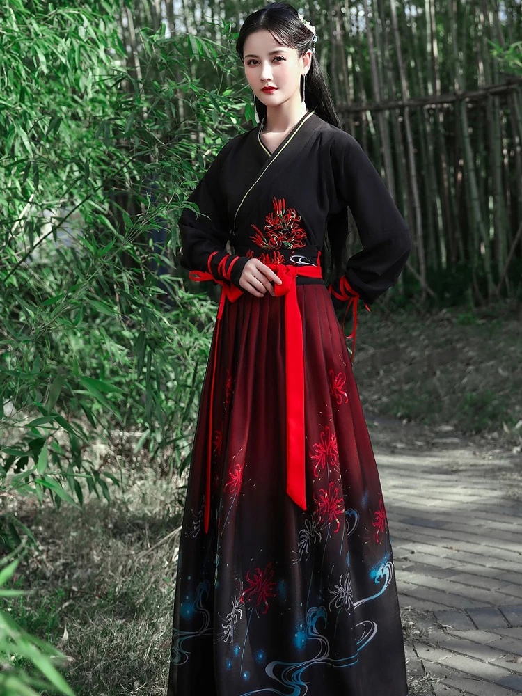 Chinese Dress Ancient Hanfu Kimono Black Customized hanfu  Dresses Embroidery Martial Arts Chinese Style Dance Cosplay Costumes