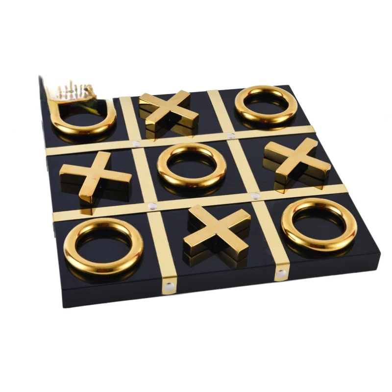 Luxurious decorative stainless steel xo chess games board for home decor