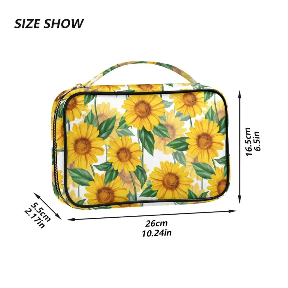 ALAZA Jewelry Bag Korean Style Earrings Plate Jewelry Box Portable Leather Earrings Ring Multi-Function Sunflower Storage Box