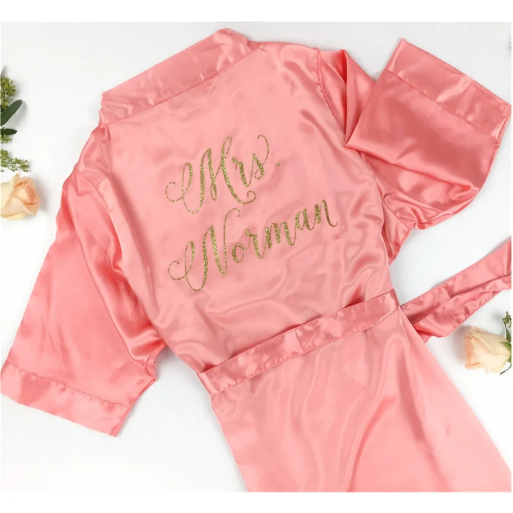 

personalised blush gold Bridal shower Robes Custom Name Date Get Ready Robe engagement keepsake Maid of Honor Women Party favors