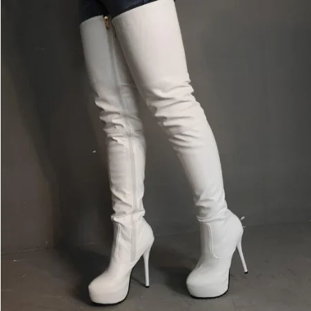 

Yellow Gold Matte Leather Platform Long Crotch Boots Woman Shoe Sexy Round Toe Thin Heels Thigh High Fashion Over The Knee Boots