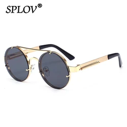 Vintage Steam Punk Round Sunglasses Men Women Retro Metal Double Beams Sun Glasses Spring Decoration Street Fashion Oculos UV400