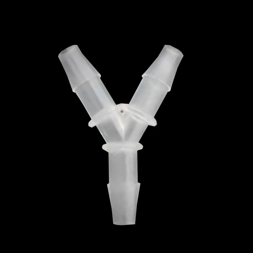 Conector plástico de y com tubo do conector da mangueira dos pp do porto três da farpa que conecta 1/8 "3/16" 1/4“
