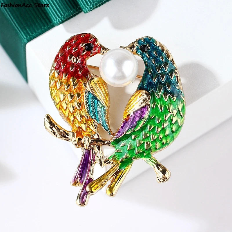 Hot Sale Enamel Crystal Bird Brooch For Women Flamingo Phoenix Mandarin Duck Owl Animal Breastpin Pin Jewelry Accessories