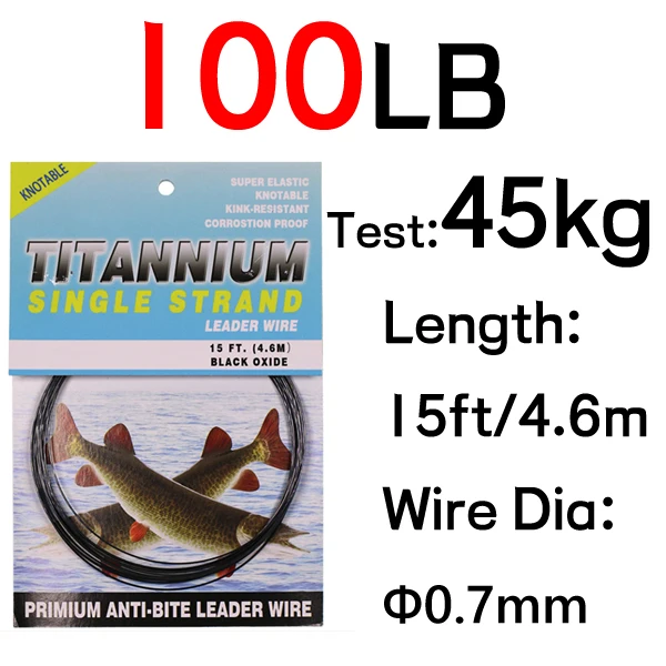 6LB-124LB 15ft/4.6m 바닷물 파이크 참치 Wahoo 낚시를 위한 꼬임 방지 인성 니켈 티타늄 낚시 리더 라인