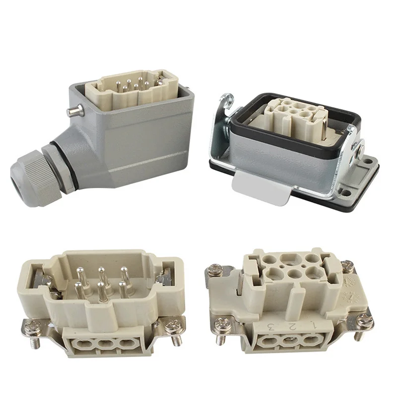 He-032 Heavy Duty Connector 32 Core Rectangular Butt Type Waterproof Socket Connector for Aerospace Industry 16A