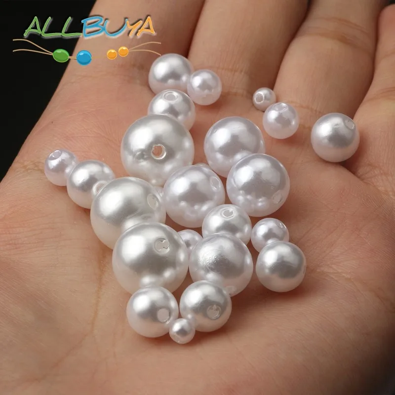 4-20mm Milky White Round Plastic Acrylic ABS Imitation Pearls Loose Beads for Needlework Jewelry Making DIY Bracelets Necklaces