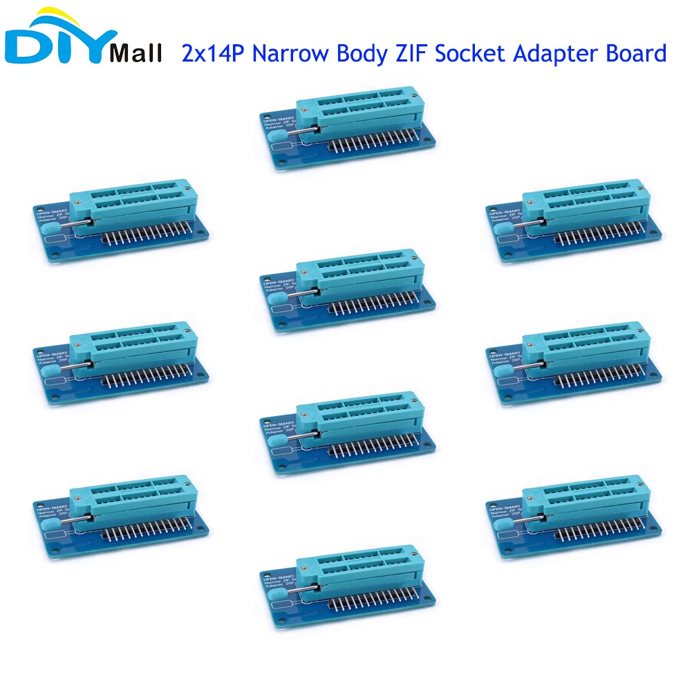 

10 шт., плата адаптера для розетки ZIF OPEN-SMART 2x14P с узким корпусом, модуль с шагом 28P 2,54 мм для ИС/компонентов/модуля, проекты быстрого тестирования